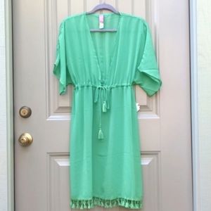 New Green Tassel Swim Cover Up Medium